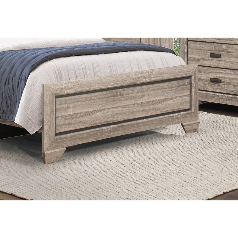 Queen Size Bed with Natural Finish, Dark Under-Paneling, and Contemporary Design