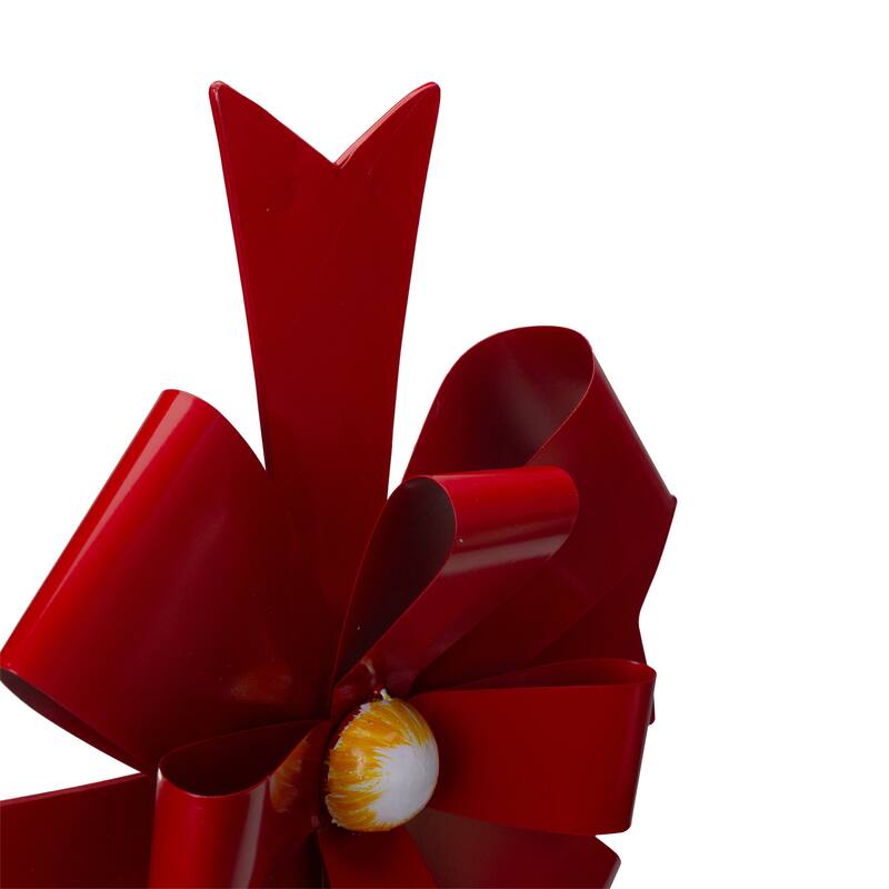 19" Red Metal Christmas Bow Wall Decoration