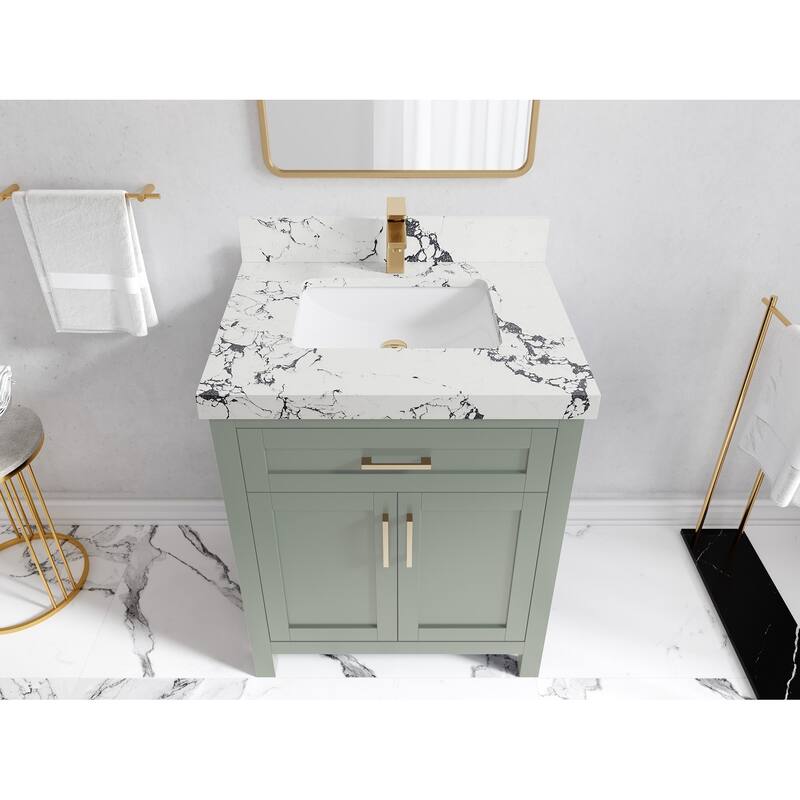 Willow Collections 30 in. W x 22 in. D Cambridge Single Sink Bathroom Vanity with Countertop - 2"Viola Night - Evergreen