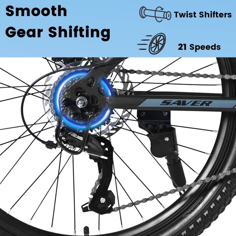 Kids' Mountain Bike - Steel Frame, Shimano Gears, Dual Disc Brakes, Front Suspension - 24