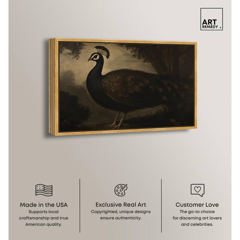 Peacock in Monotone Canvas by Art Remedy