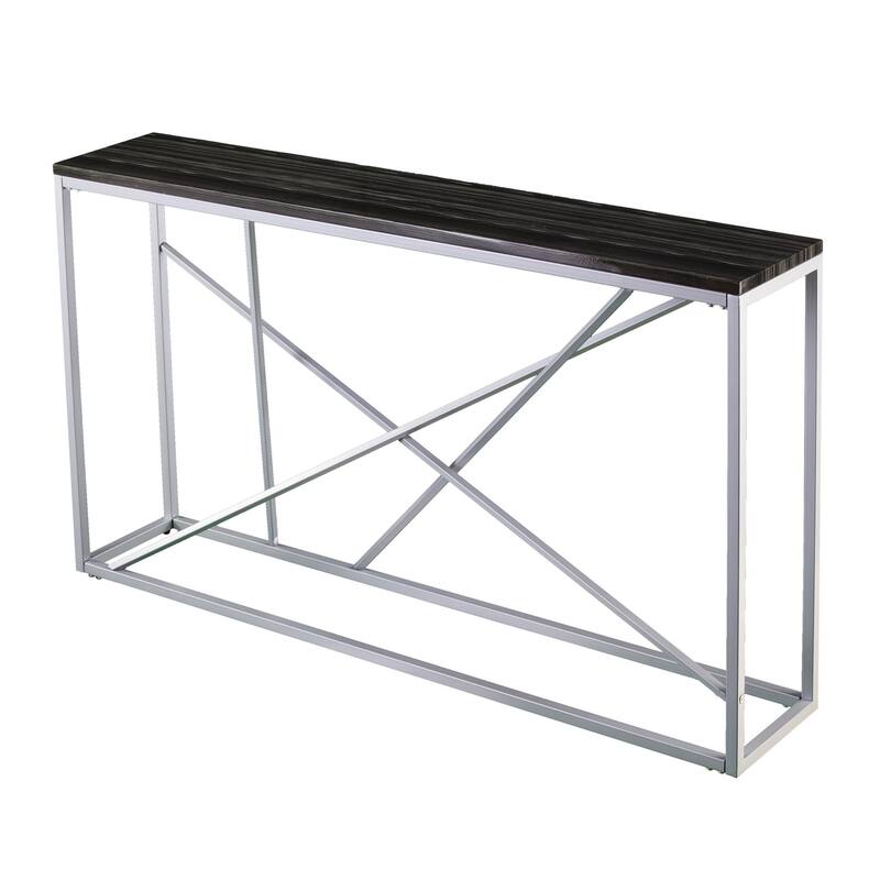 Faux Marble Rectangular Console Table with Gold - 52” L x 10” W x 29” H