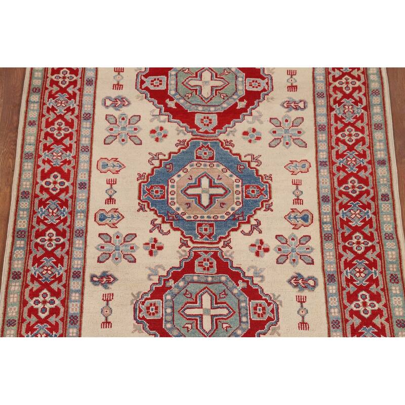 Kazak Area Rug Hand-Knotted Wool Carpet - 4'3" x 6'0"