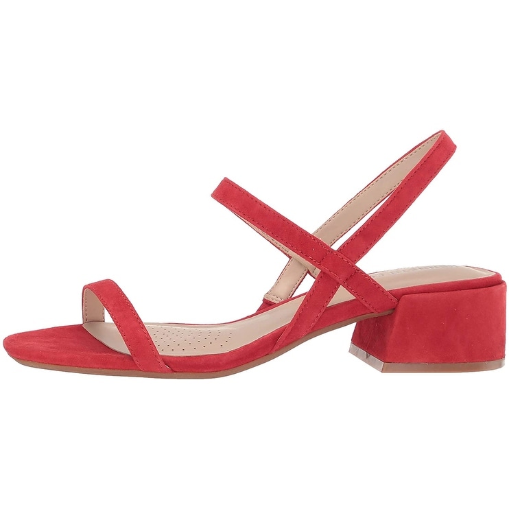 red strappy sandals low heel