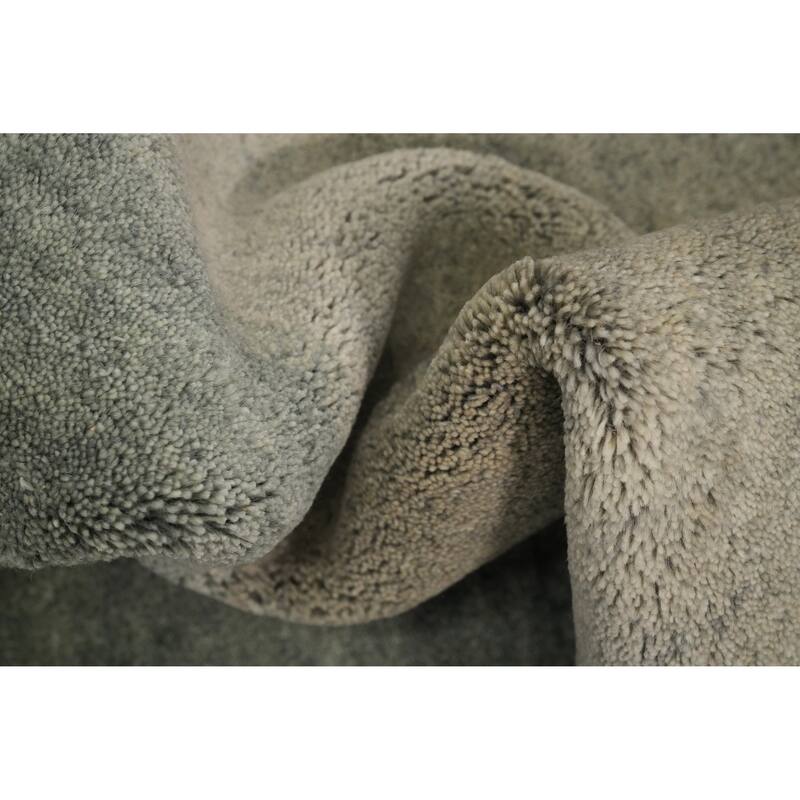 Hand Knotted Oriental 100% Wool Carpet Modern Stripe Greys & Charcoal Gabbeh Area Rug - 6' 8'' X 5' 0''