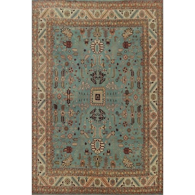Hand-knotted Transitional Wool Carpet Blue Oushak Rug Floral Oriental Area Rug - 14' 10'' X 11' 10''