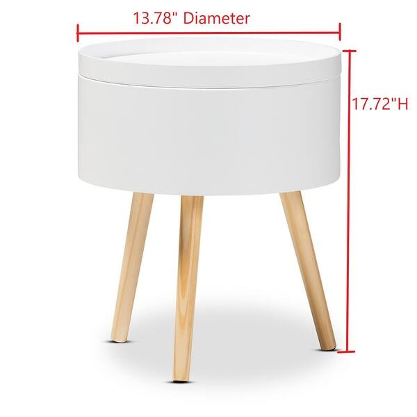 Zoe Mid-Century Modern Round Accent Side End Table with Storage - Bed ...