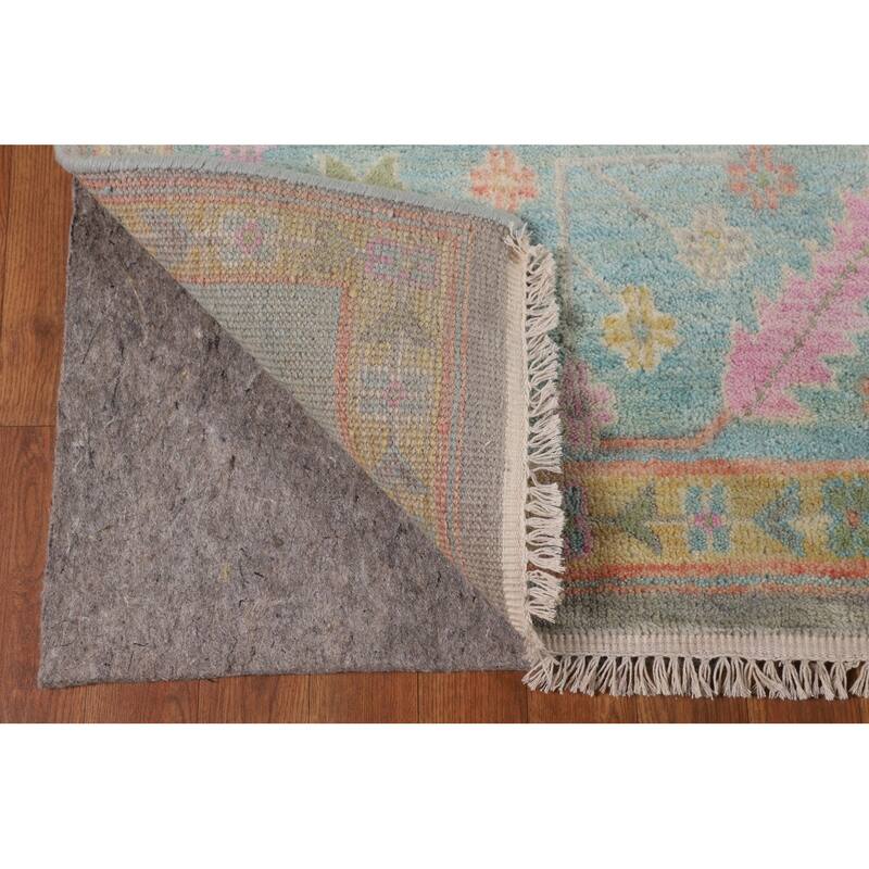 Grey Floral Oushak Indian Area Rug Handmade Wool Carpet - 8'8"x 12'6"