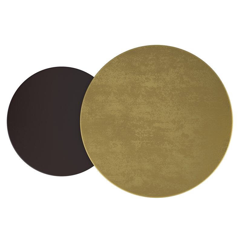 Industrial Chic Cast Aluminum 2pc Round Coffee Table Set - Antique Gold & Black