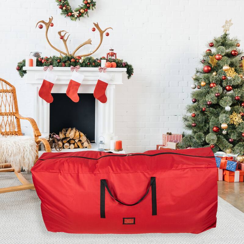 65" Red and Black Artificial Christmas Tree Storage Bag