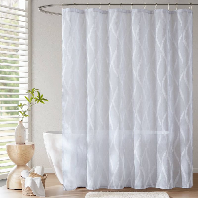Madison Park Candice Sheer Shower Curtain - 72x72" - Blue
