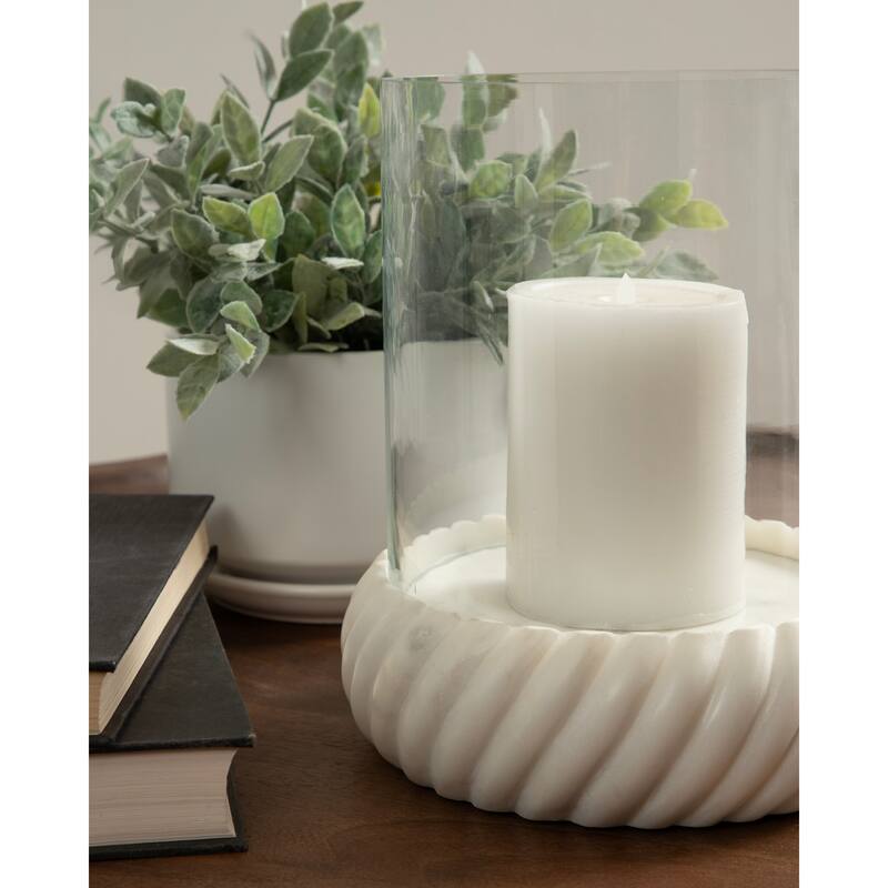 Kate and Laurel Trenza Marble Candle Holder - 8x8x9