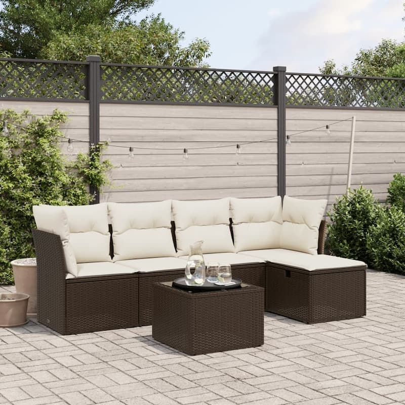 vidaXL Garden Sofa Set - Brown and cream Large