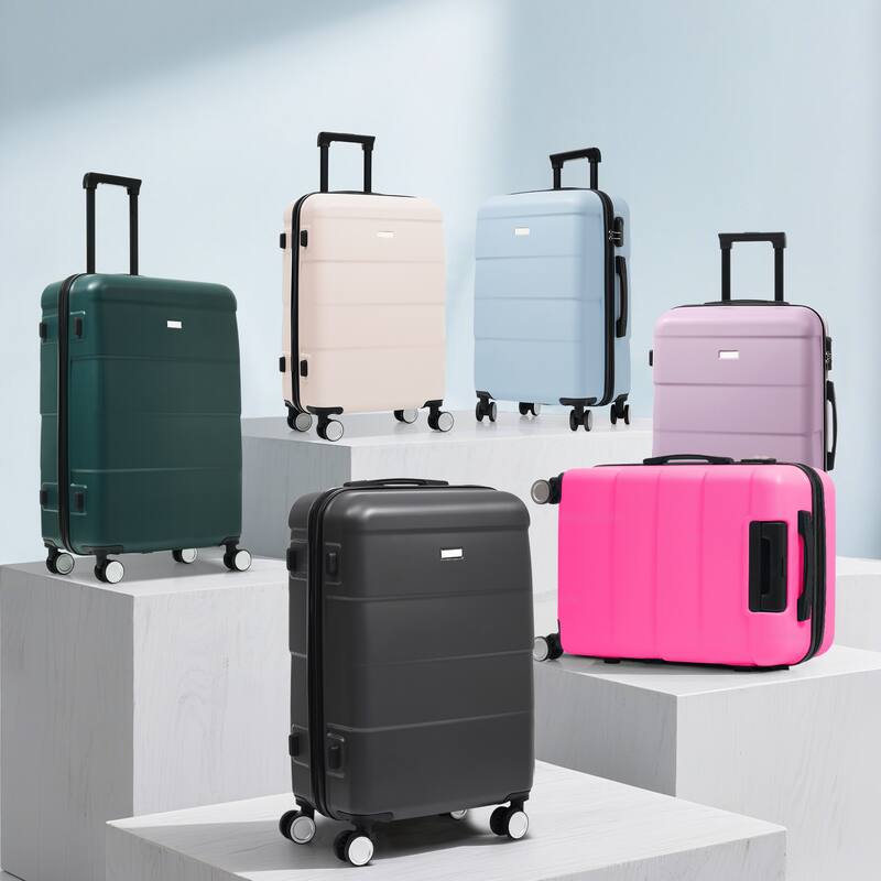 Hardshell Lightweight Luggage Sets 3 Piece Double Spinner Wheels Suitcase with Handle Password Lock, 20"+24"+28" Luggages