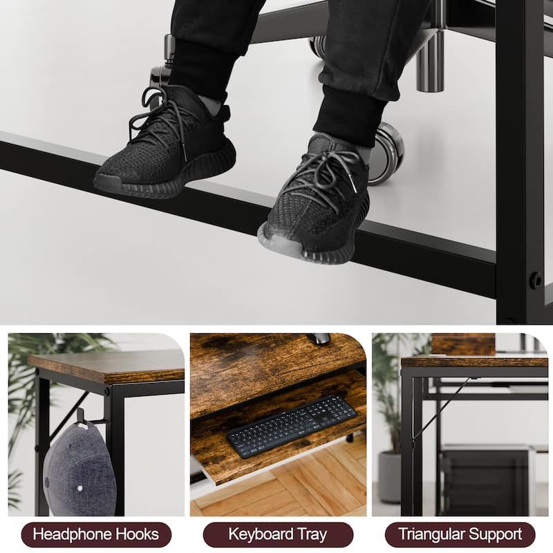 Futzca L Shaped Computer Desk with Monitor Stand