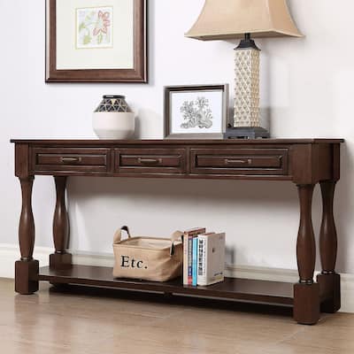 63.38" Long Sofa Console Table with 3 Drawers for Entryway Behind Couch Hall Foyer