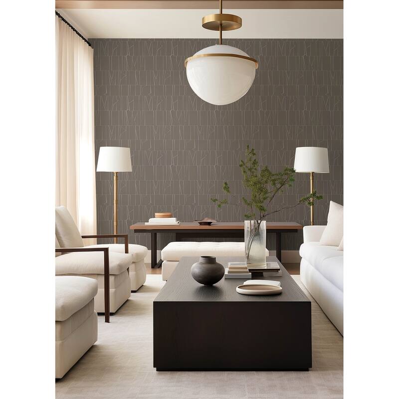 A-Street Prints Huntington Chocolate Geometric Stripe Wallpaper