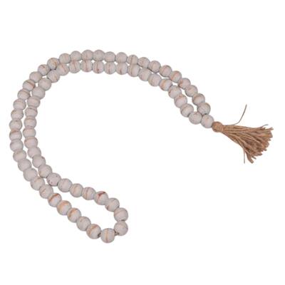 Sphere Beads Wooden Garland with Tassel - 24" - Antique Gray