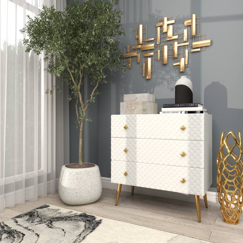 CosmoLiving by Cosmopolitan Gold Metal 3D Stripe Geometric Home Wall Decor