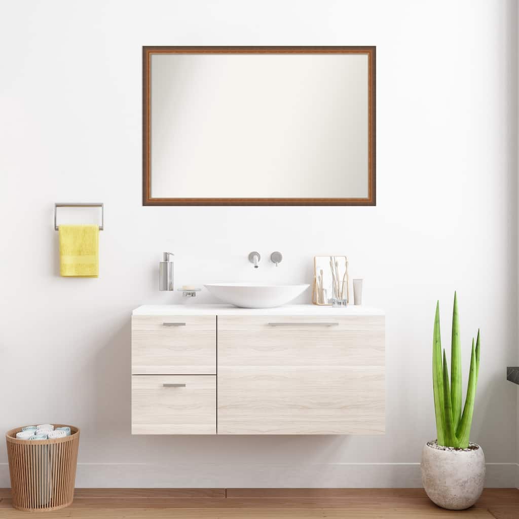 Two Tone Non-Beveled Wood Framed Bathroom Vanity Wall Mirror