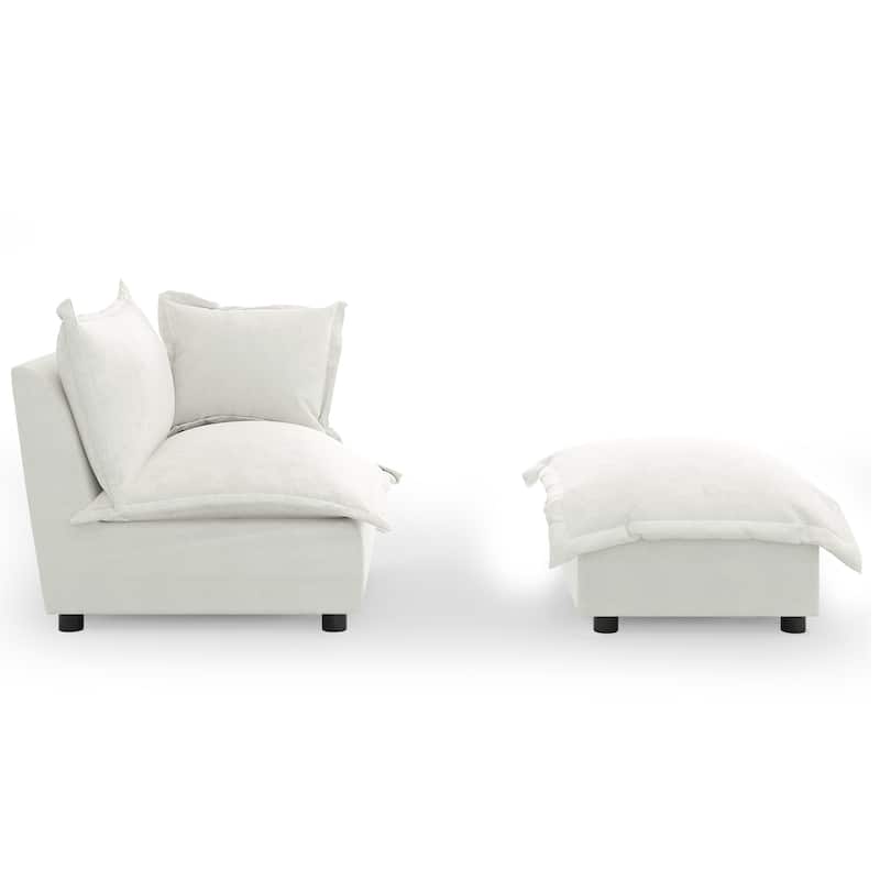 Modern Cloud Chaise Longue Accent Chair with Ottoman set
