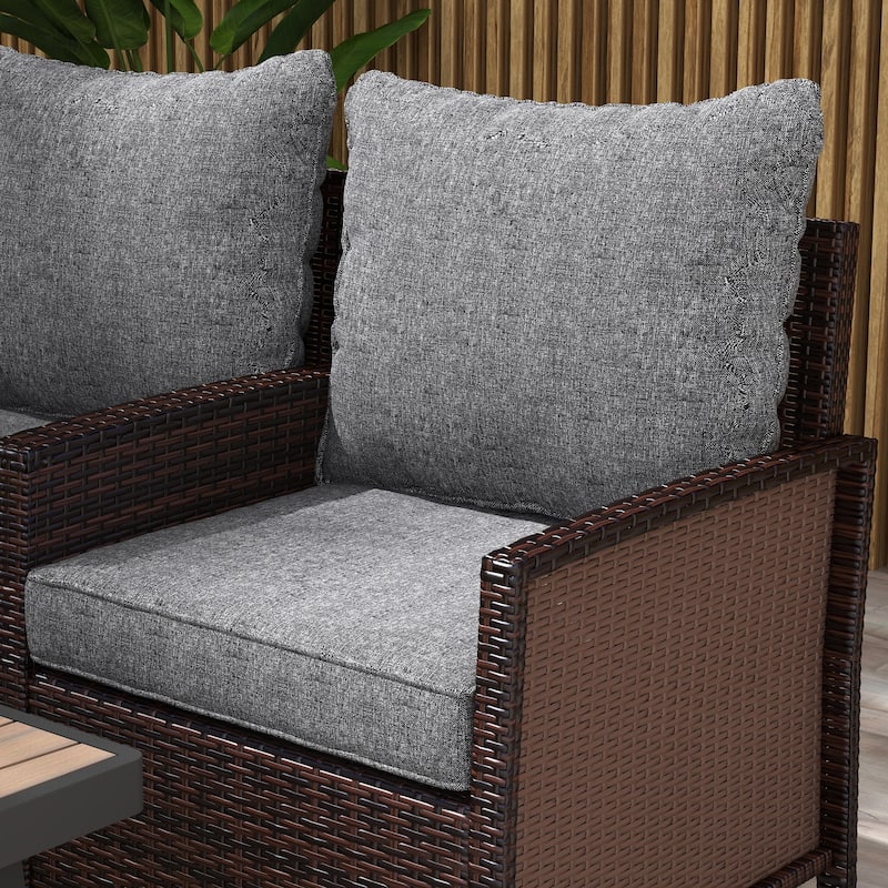 Outsunny 4-Piece Patio Chair Cushion and Back Pillow Set, Seat Replacement Patio, Cushions Set for Outdoor Garden Furniture