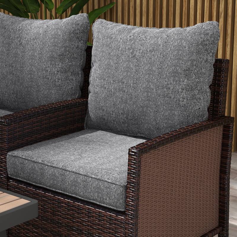 Outsunny 8-Piece Patio Chair Cushion and Back Pillow Set, Seat Replacement Patio, Cushions Set for Outdoor Garden Furniture