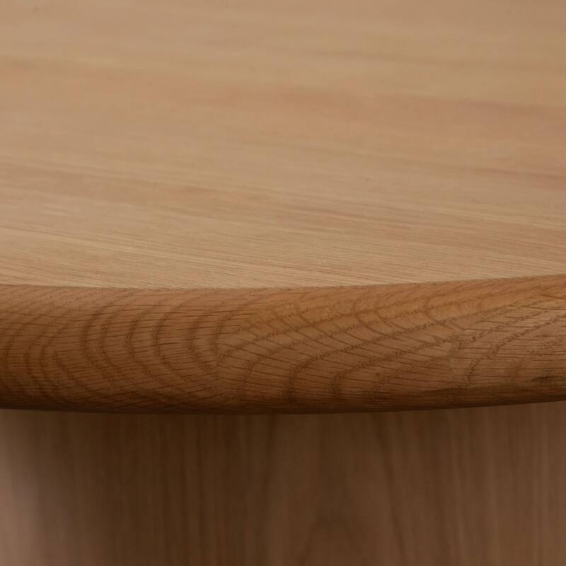 Camy Coffee Table, 41 Inch Round Top and Pedestal Base, Light Oak Brown