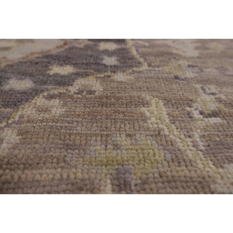 Vegetable Dye Oushak Turkish Area Rug Grey Hand-Knotted Wool Carpet - 6'1"x 9'0"