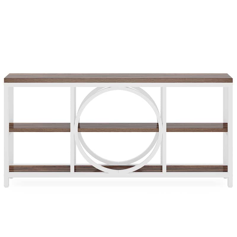 70.9-inche Sofa Console Table with Creative Metal Leg Design, 3 Tiers Narrow Long Accent Tables for Entryway