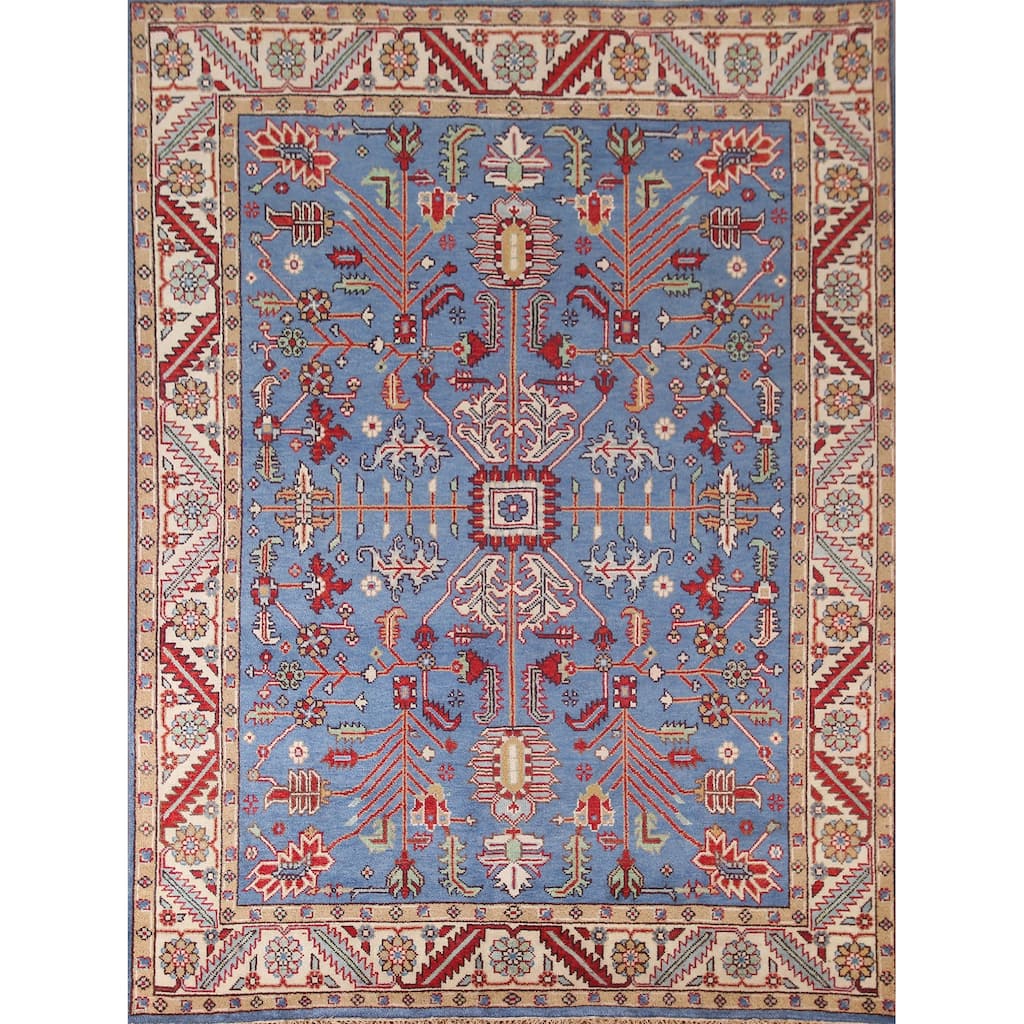 Blue Oushak Oriental Area Rug Wool Carpet - 7'10"x 9'10"