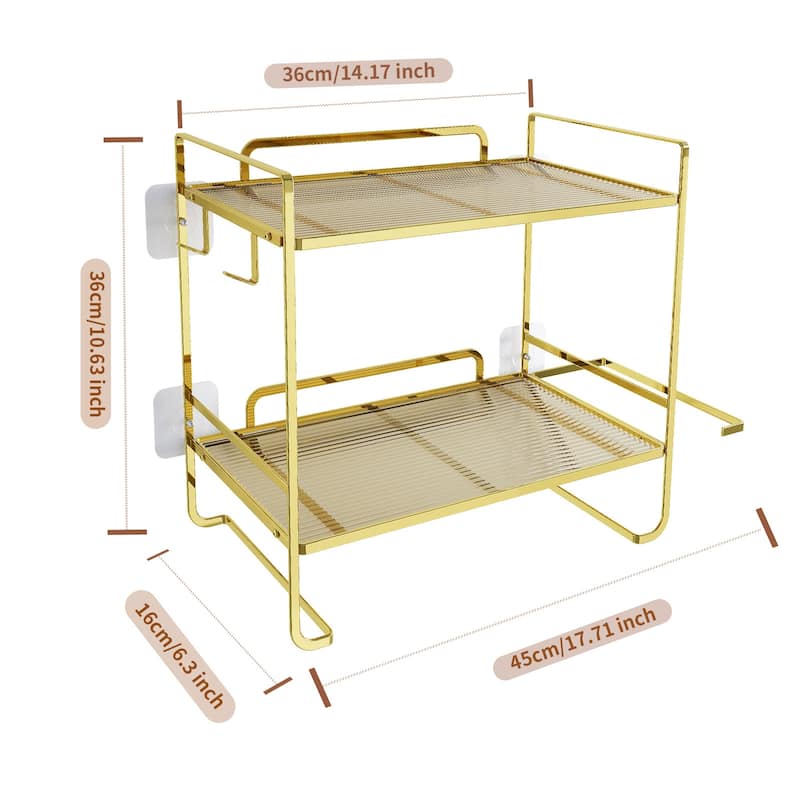 Over The Toilet Storage Shelf, 2-Tier Large Capacity Bathroom Storage Organizer With Paper Holder And 2 Hooks