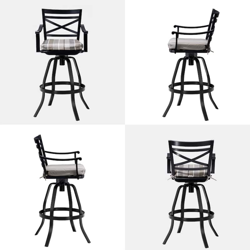 Pellebant Patio Outdoor Aluminum Swivel Bar Stools with Sunbrella Cushion - 21.7 in W x 16.5 in D x 46 in H