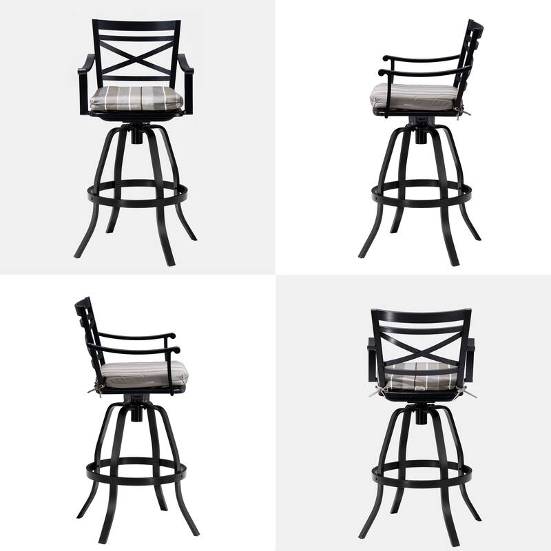 Pellebant Patio Outdoor Indoor Aluminum Swivel Bar Stools Dining Chairs with Sunbrella Cushion