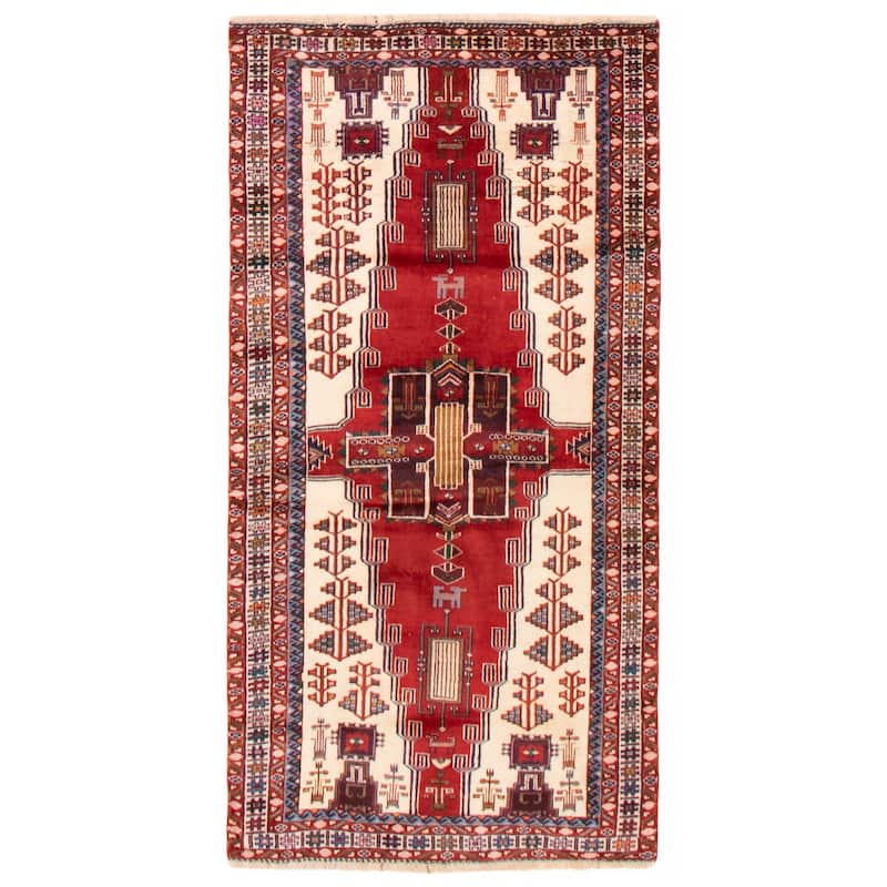 ECARPETGALLERY Hand-knotted Kayseri Vintage Red Wool Rug - 3'3 x 6'4 - Red - 3'3 x 6'4