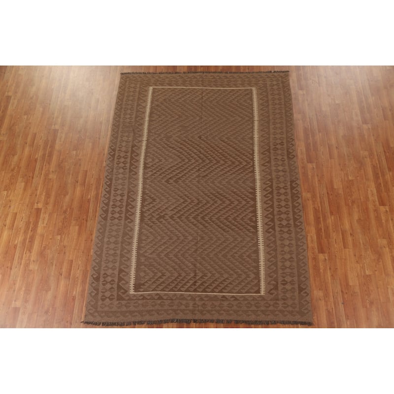 Reversible Kilim Rug Hand-woven Living Room Wool Carpet - 6'9" x 9'6"