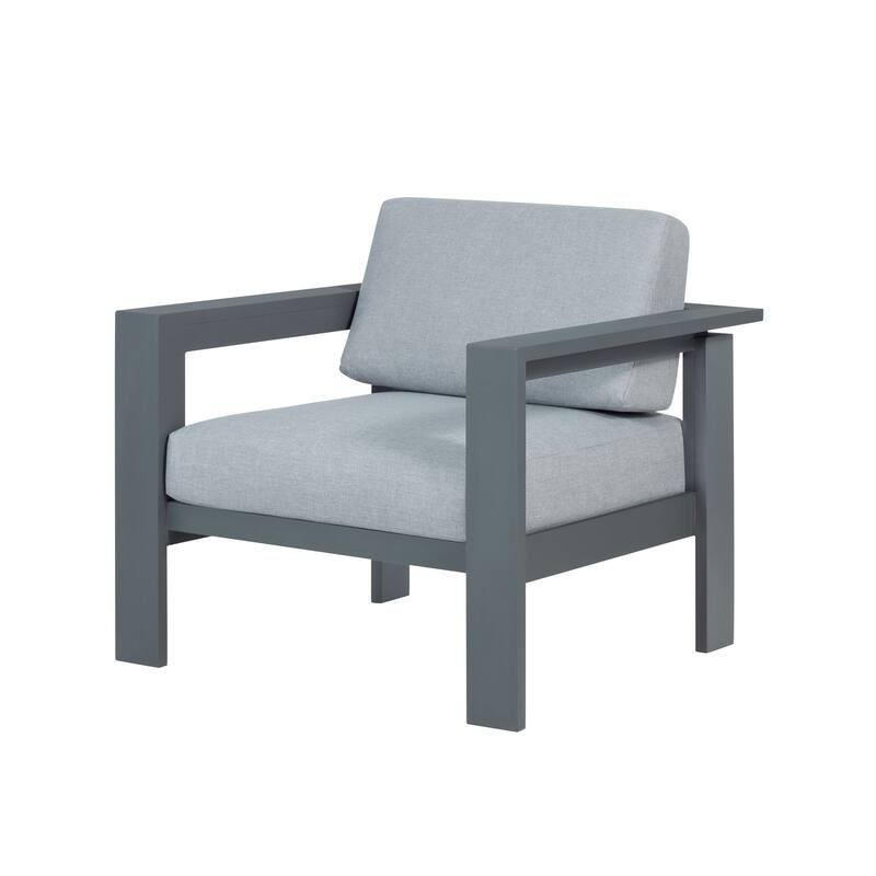 Sardinia Outdoor Arm Chair with Aluminum Metal Frame - Grey