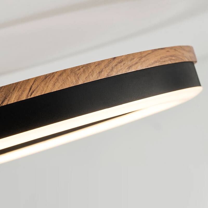 Modern Farmhouse 1-Light Wood LED Flush Mount Ceiling Light