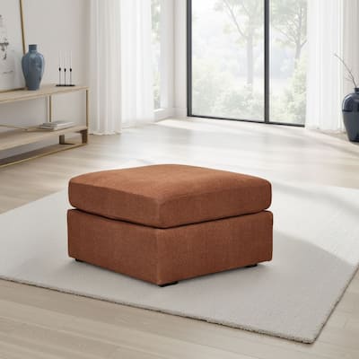 Meso Oversized Square Ottoman, Spice Orange Nuvella Polyester, 32 Inch