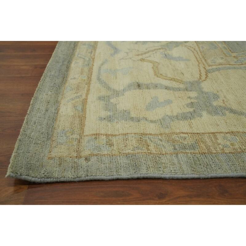 Vegetable Dye Gray Oushak Turkish Large Rug, Floral Geometric Carpet - 13' 9'' X 10' 3''