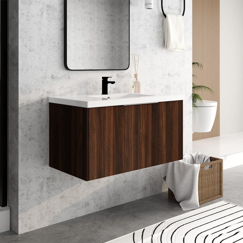 Beingnext 24"/30"/36" Bathroom Vanity with Sink, Floating Bathroom Vanity with 2 Soft Close Doors