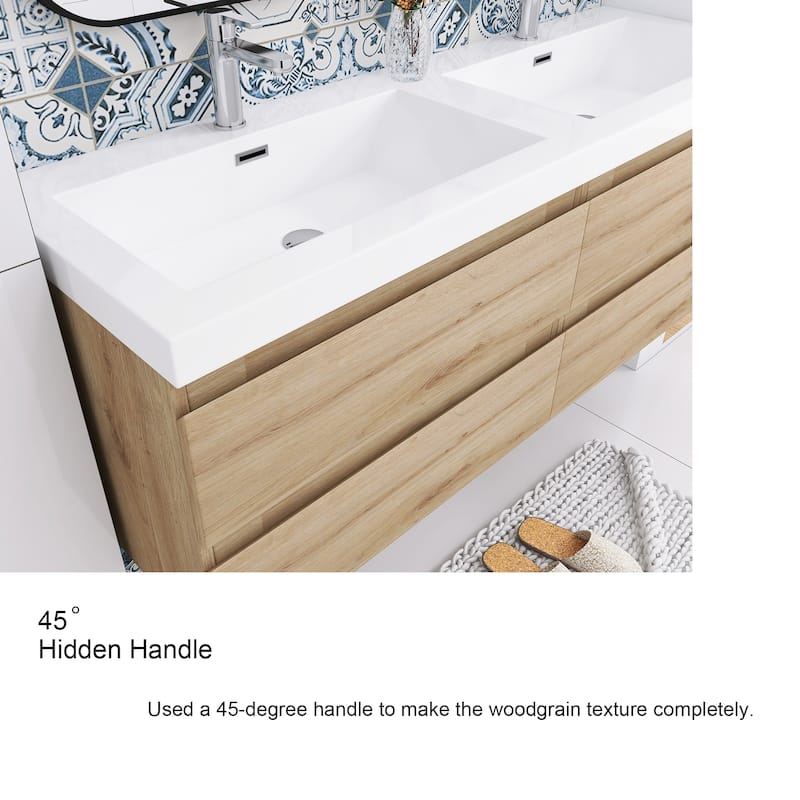 Floating Bathroom Vanity with two Resin Top