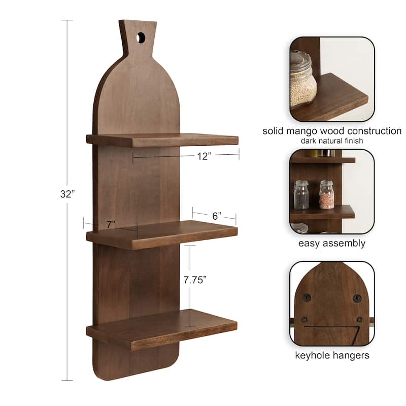 Kate and Laurel Braxton 3-Tier Wood Shelf - 12x32