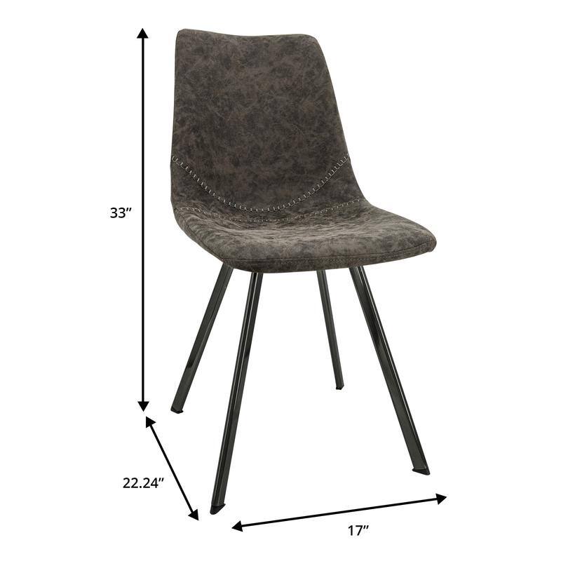 Markley Dining Chair with Leather Seat in Black Steel Legs, Scratch-Resistant, Ergonomic & Comfortable Modern Kitchen Chair