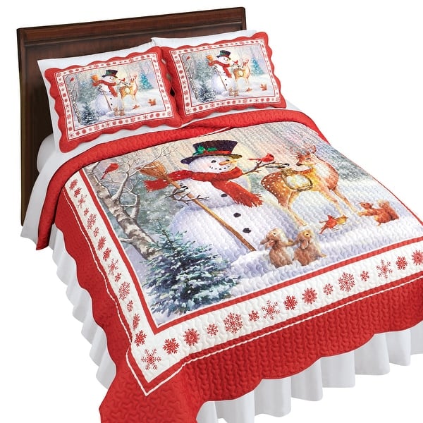 sachin and babi light blue dress Winter Snowman and Friends Forest Scene Scalloped Edge Quilt - Bed Bath &  Beyond