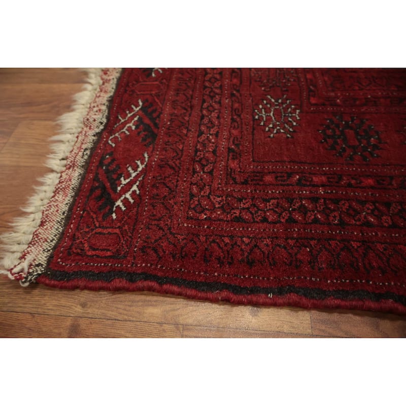 Hand Knotted Oriental 100% Wool Carpet Traditional Geometric Red Balouch Area Rug - 5' 11'' X 3' 4''
