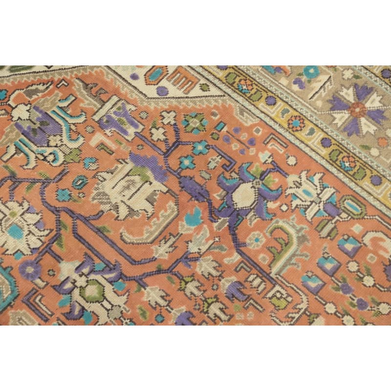 Hand Knotted Oriental 100% Wool Carpet Traditional Floral Oranges & Rust Tabriz Area Rug - 9' 3'' X 6' 5''