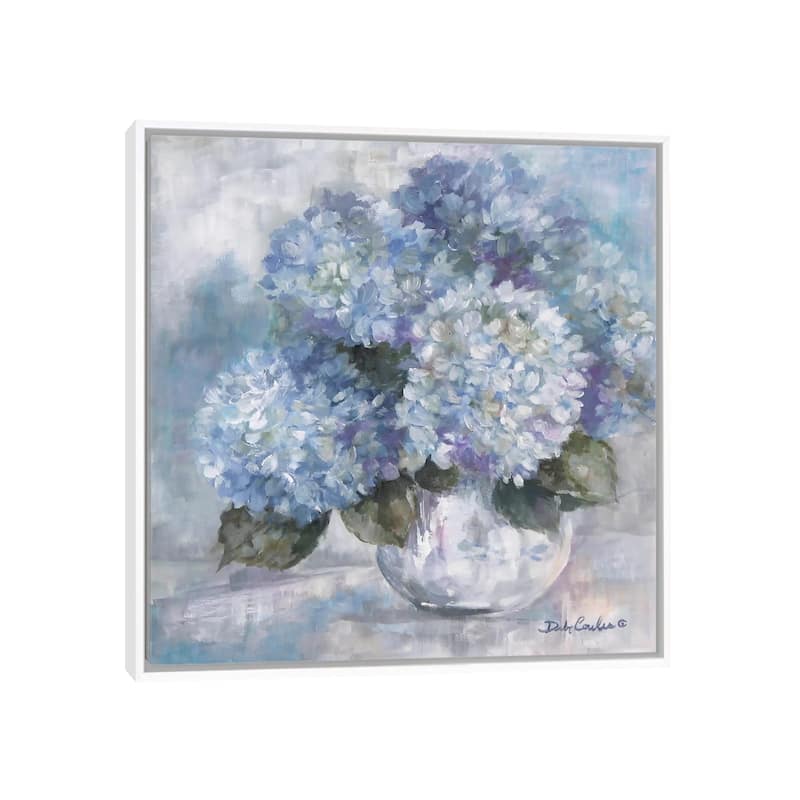 iCanvas "Hydrangea Blues" by Debi Coules Framed Canvas Print - White - 18x18