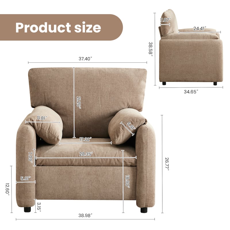 Modern Style Oversized Accent Chair for Living Room,Bedroom