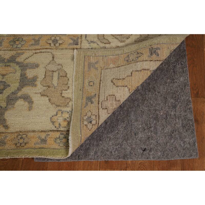 Hand Knotted Oriental 100% Wool Carpet Transitional All-Over Green Oushak Area Rug - 12' 1'' X 8' 11''